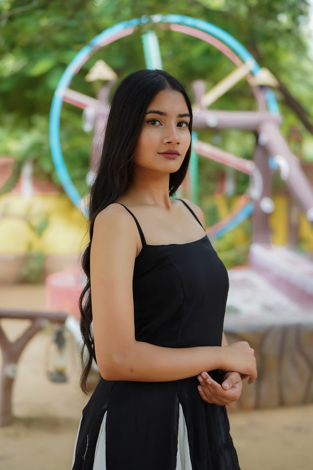 Monochrome fit & flare dress