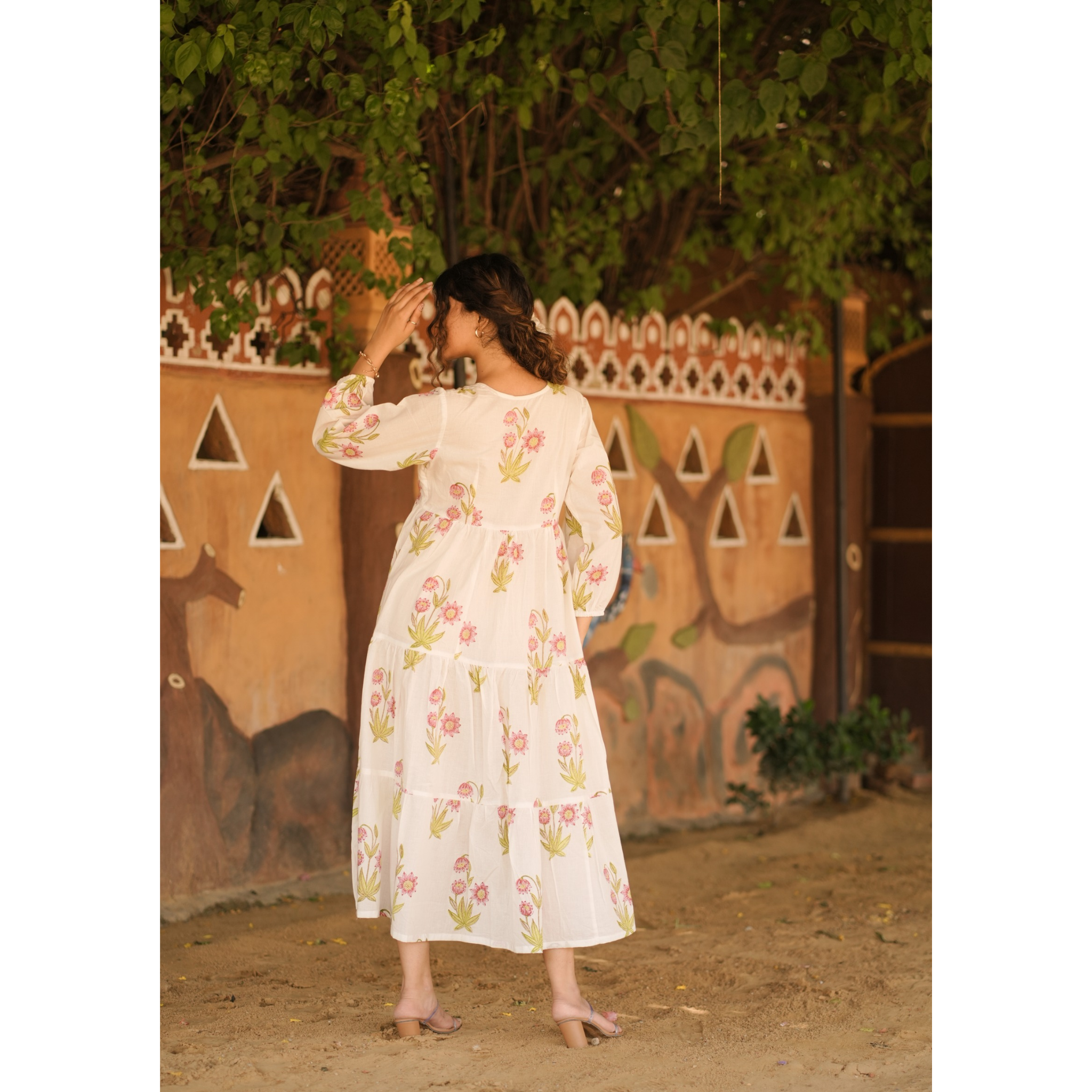 Pink floral maxi dress